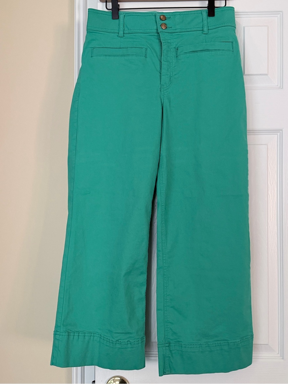 Draper James Green High Rise Wide Leg Cropped Pants Size 12
